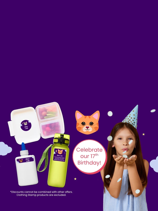 Waterproof name labels for kids' backpacks and water bottles