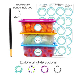 Reusable circle write-on labels from Name Bubbles