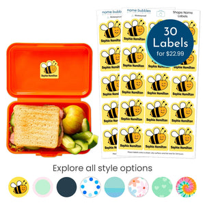 Dishwasher-safe fun shape name labels for kids