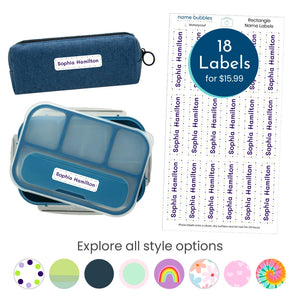 Name Bubbles rectangle name stickers for kids - half order