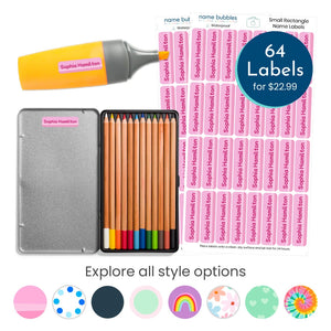 Durable waterproof small rectangle name stickers for kids