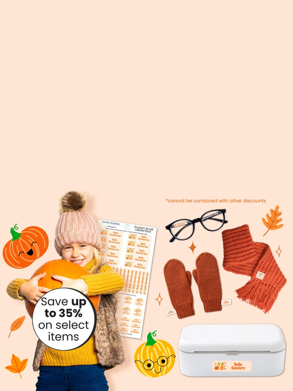 Save 35% on custom name labels for kids
