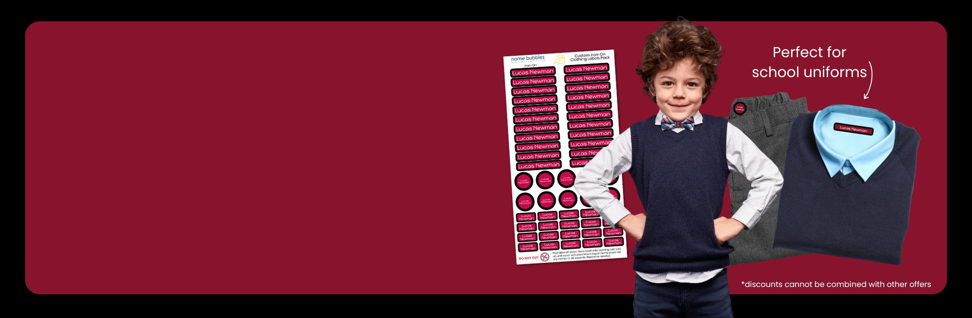 Laundry-safe name stickers for kids backpacks