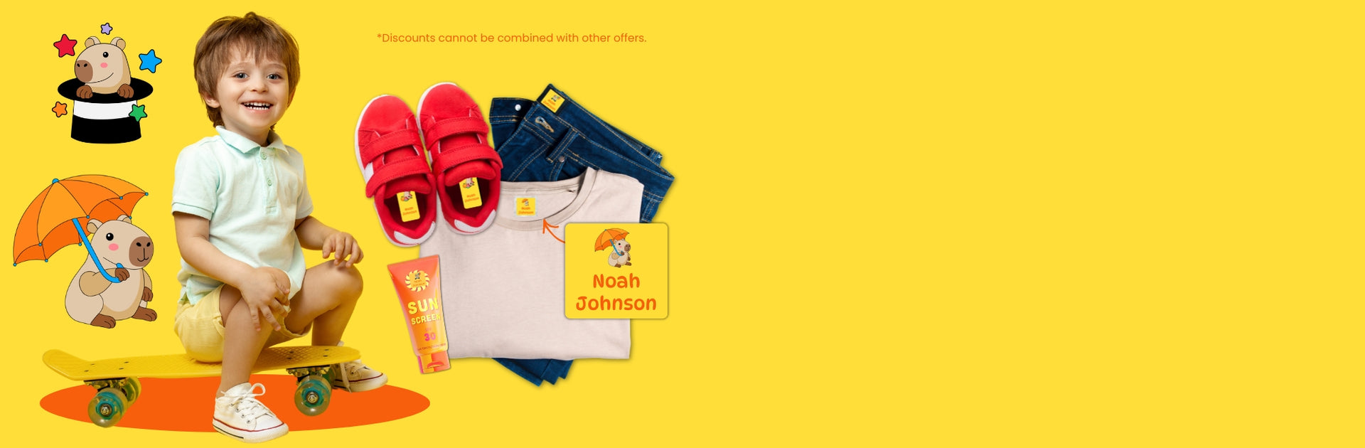 Laundry-safe custom name labels for kids school supplies