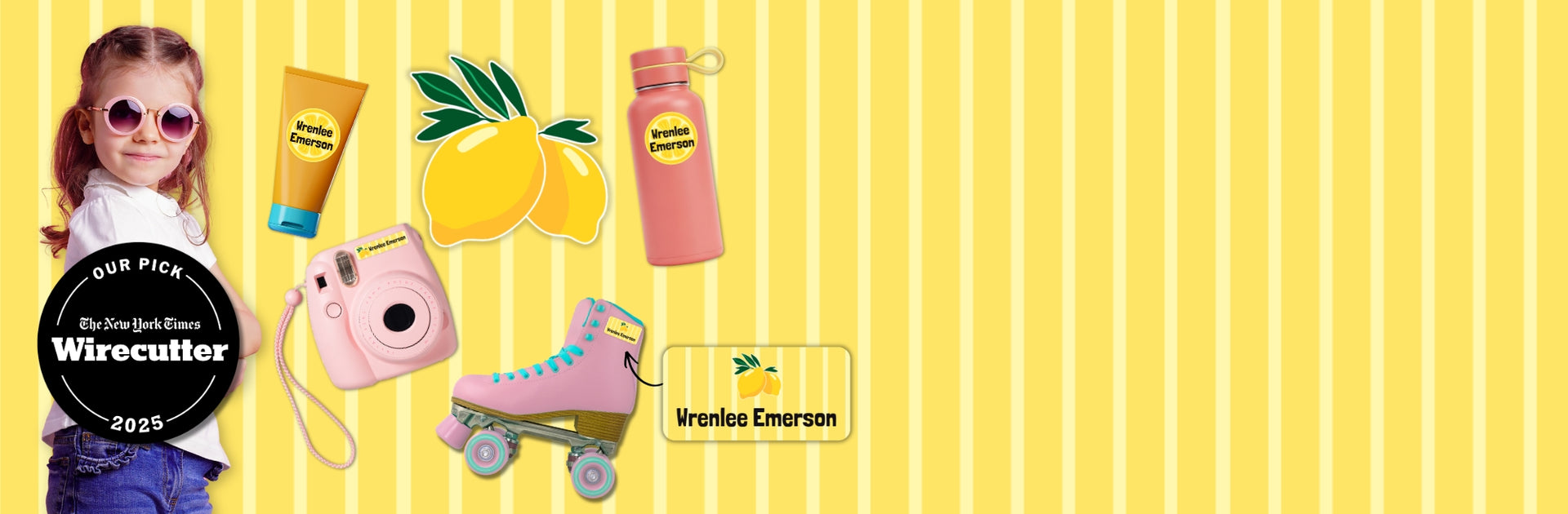 Waterproof lemon name labels for kids' camp gear