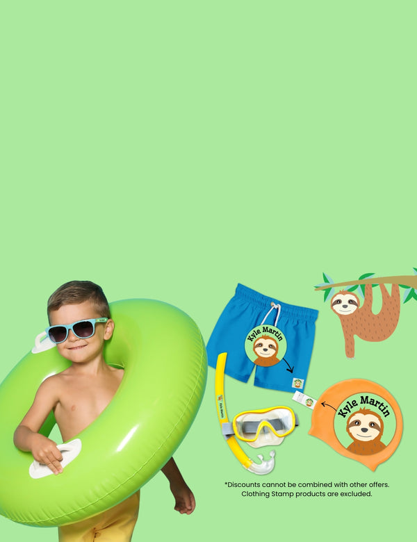 Waterproof name labels for kids' gear