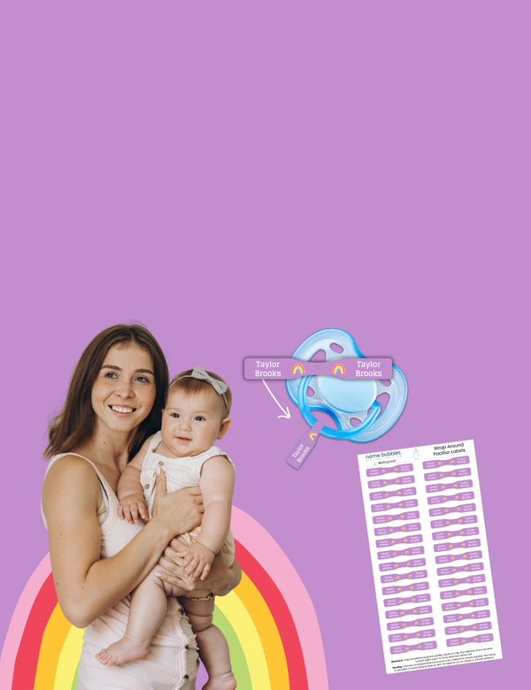Pacifier wrap around labels for babies