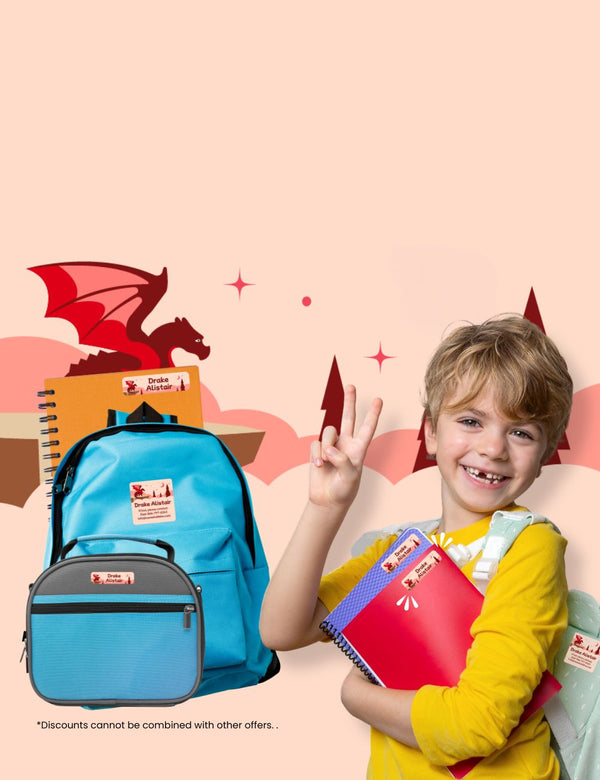 Custom name labels for kids' school supplies