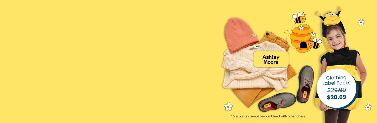 Personalized laundry-safe name labels for clothing