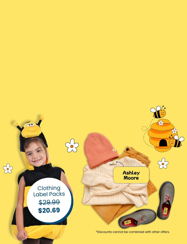 Personalized laundry-safe name labels for clothing