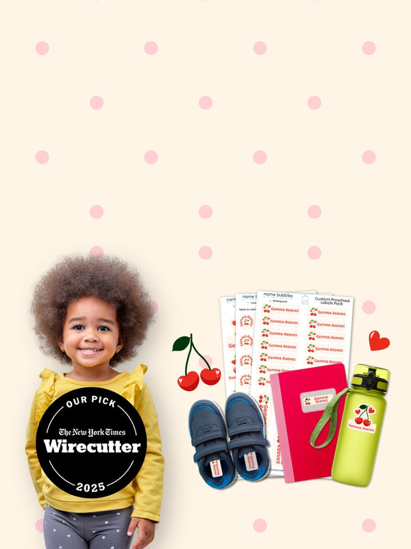 Waterproof name labels for kids' school supplies