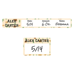 baby bottle ring and cap write-on labels for kids in bear cream