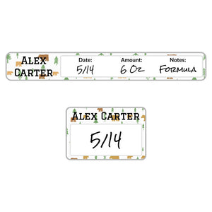 baby bottle ring and cap write-on labels for kids in bear light gray