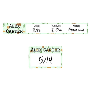 baby bottle ring and cap write-on labels for kids in bear light green