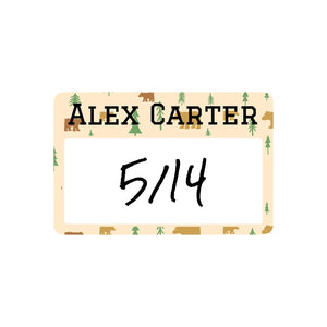 baby bottle cap write-on labels for kids in bear cream