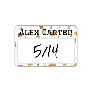 baby bottle cap write-on labels for kids in bear light gray