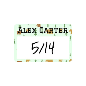 baby bottle cap write-on labels for kids in bear light green