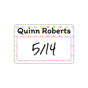 reusable baby bottle cap labels in hearts original rainbow