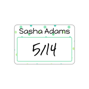 baby bottle cap write-on labels in pom pom green