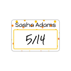 baby bottle cap write-on labels in pom pom orange