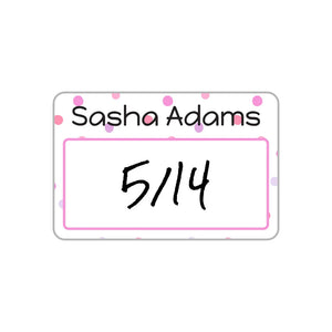 baby bottle cap write-on labels in pom pom pink