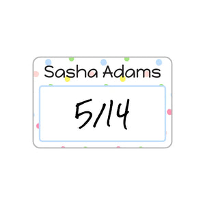 baby bottle cap write-on labels in pom pom rainbow