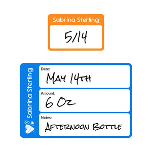 baby bottle date write-on labels doodle hearts elementary