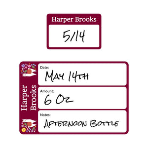 baby bottle labels for daycare in llama dark magenta