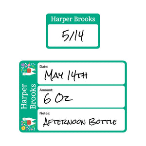baby bottle labels for daycare in llama green