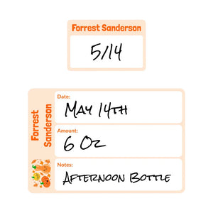 baby bottle date write-on labels pumpkin spice
