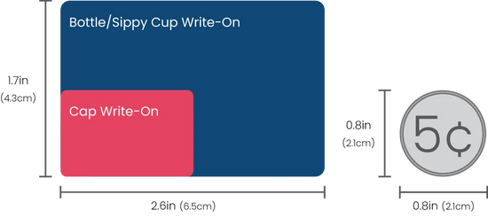 baby bottle date write-on labels size comparison