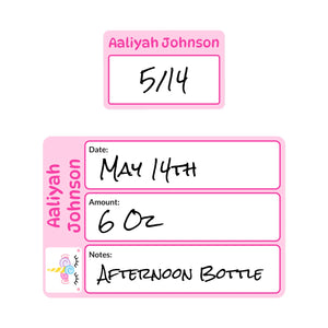 baby bottle labels for daycare unicorn light pink