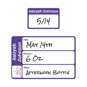 baby bottle labels for daycare unicorn purple