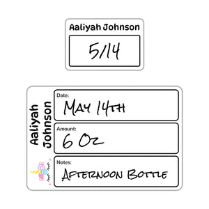 baby bottle labels for daycare unicorn white