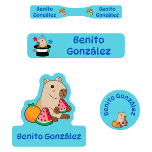 baby labels pack capybara blue