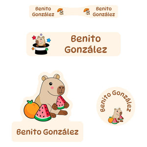 baby labels pack capybara cream