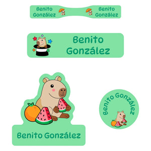 baby labels pack capybara green