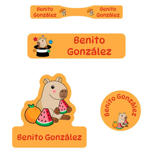baby labels pack capybara orange