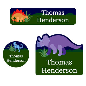baby labels pack dinosaurs dark green