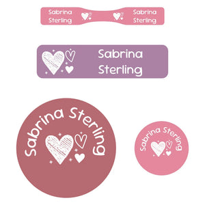 baby labels pack doodle hearts berry bash