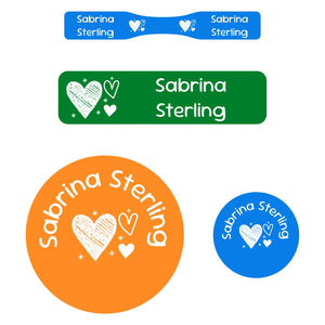 baby labels pack doodle hearts elementary