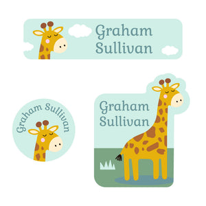 baby labels pack giraffe green