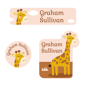 baby labels pack giraffe eucalyptus tan
