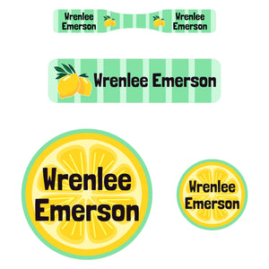 baby name labels lemons green