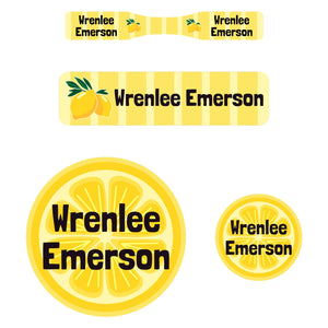 baby name labels lemons yellow