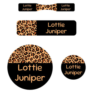 baby name labels leopard print classic