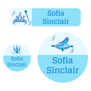baby labels pack princess blue