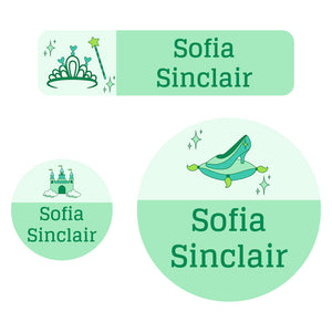 baby labels pack princess green