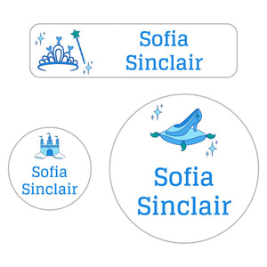 baby labels pack princess white - blue