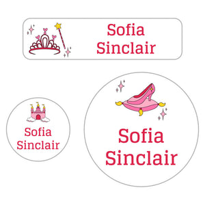 baby labels pack princess white pink